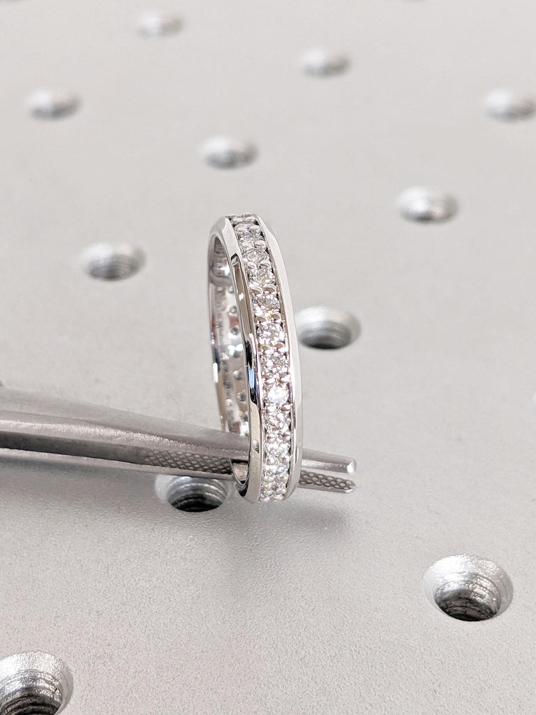 Round Lab Grown Diamond Mens Wedding Ring, Lab Created Diamond Wedding Band, Comfort Fit Ring, Diamond Ring Gift for Him, Solid Gold Ring