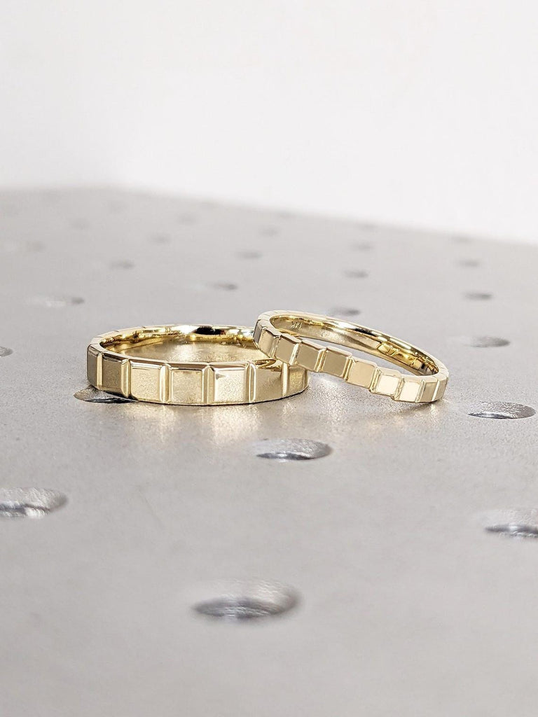 Unique His and Her Sets, His and Hers Rings, Matching Rings, 14k Yellow Gold Couple Ring, Anniversary Ring Sets, Wedding Gift for Couples