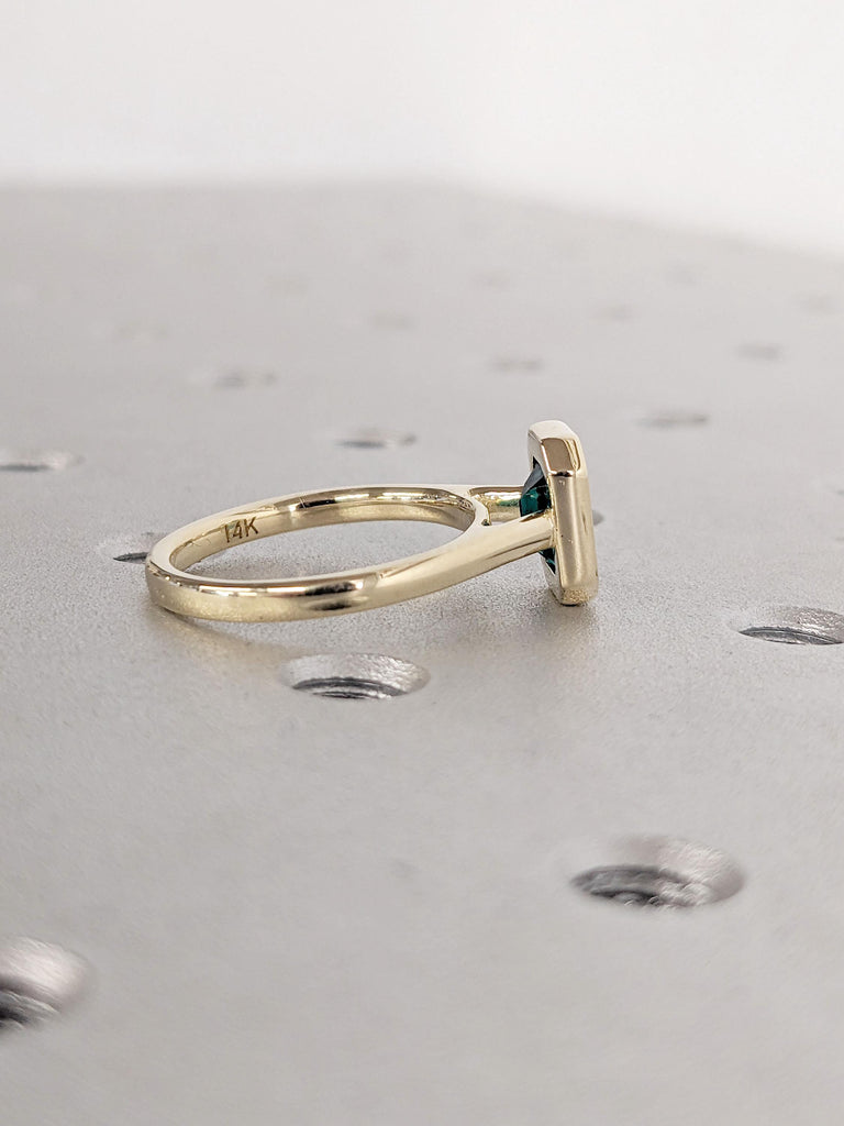 1,2, 3CT Emerald Cut Emerald Solitaire Ring | 14k Yellow Gold Engagement Ring Bezel Set | Statement Ring | Gift For Her, Minimalist, Unique