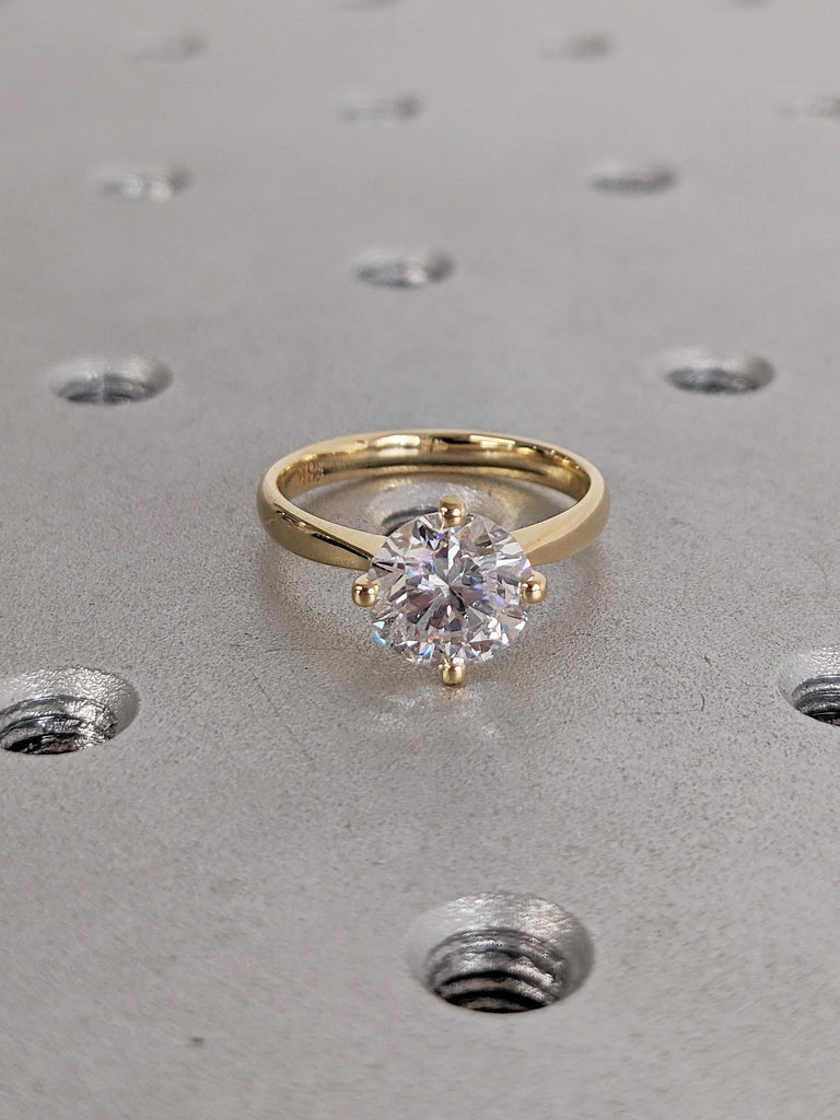 0.5-4ct Moissanite Engagement Ring, 18k Yellow Gold Round Moissanite Ring, Solitaire Promise Ring, Anniversary Ring, Birthday Gift for Women