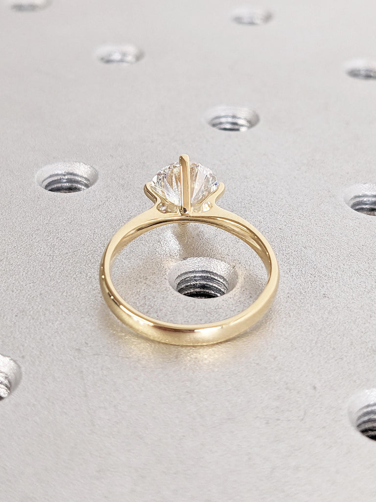 0.5-4ct Moissanite Engagement Ring, 18k Yellow Gold Round Moissanite Ring, Solitaire Promise Ring, Anniversary Ring, Birthday Gift for Women
