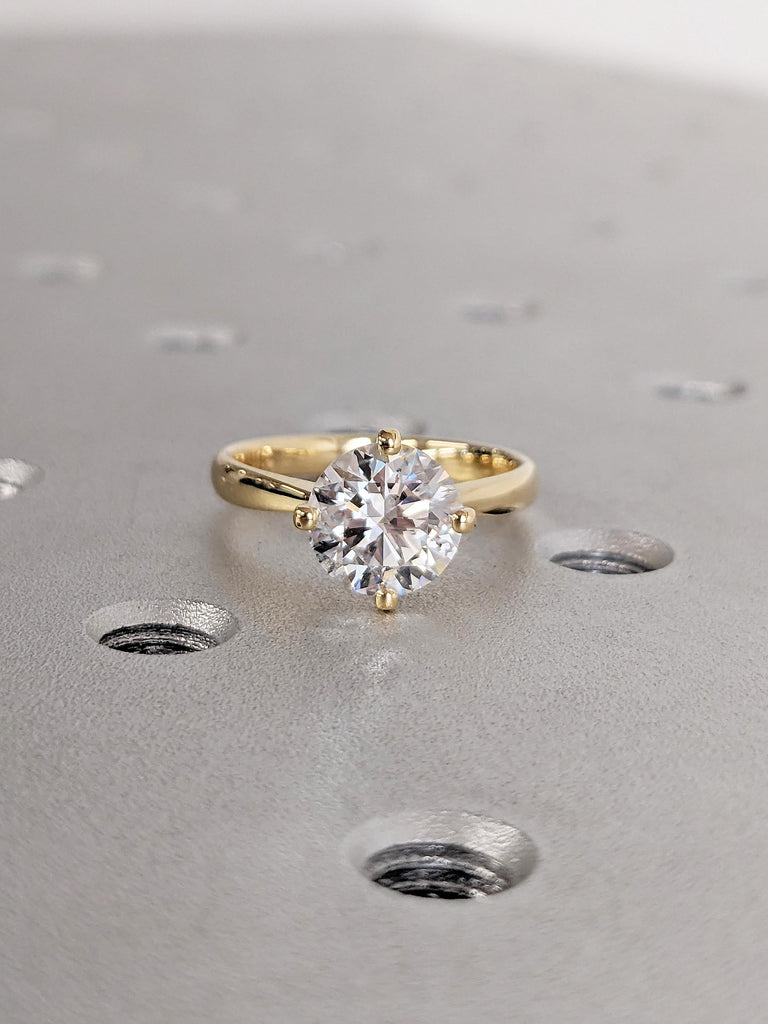 0.5-4ct Moissanite Engagement Ring, 18k Yellow Gold Round Moissanite Ring, Solitaire Promise Ring, Anniversary Ring, Birthday Gift for Women