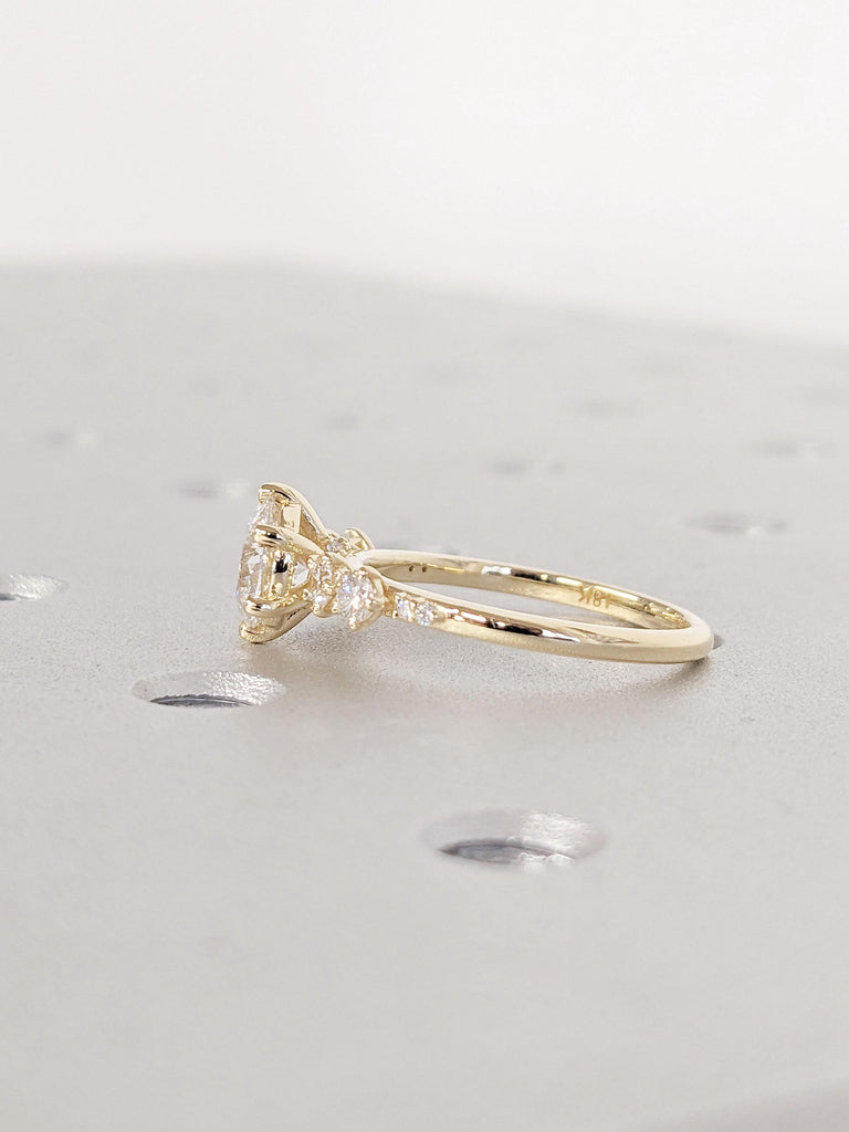 Round cut Simulated Diamond Art Deco Engagement Ring | Sparkling Lab Created Diamond Promise Ring for Her | Custom Woman Bridal Ring Jewelry image #8
