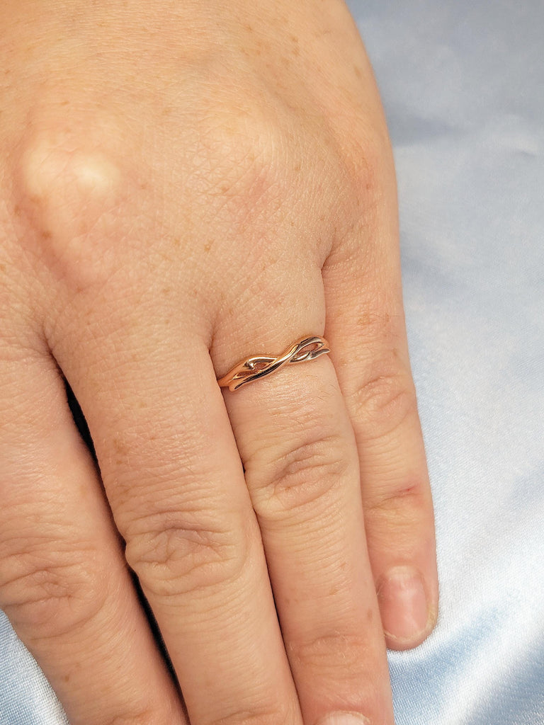 14k Rose Gold Twig Ring | Promise Ring for Her | Wedding Band for Women | Minimalist Ring | Anniversary Ring | Unique Birthday Gift for Wife