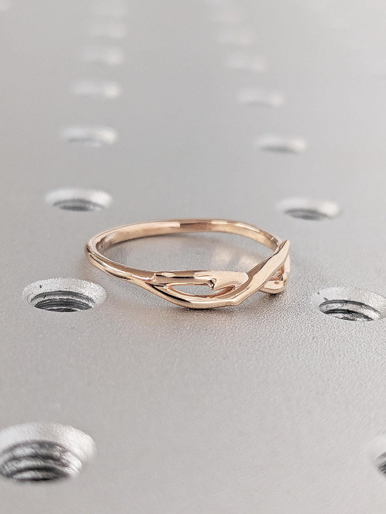 Dainty Twig Rings, 14k Rose Gold Wedding Ring, Stackable Ring, Stacking Rings for Women, Twist Wedding Band, Matching Ring, Gift for Her