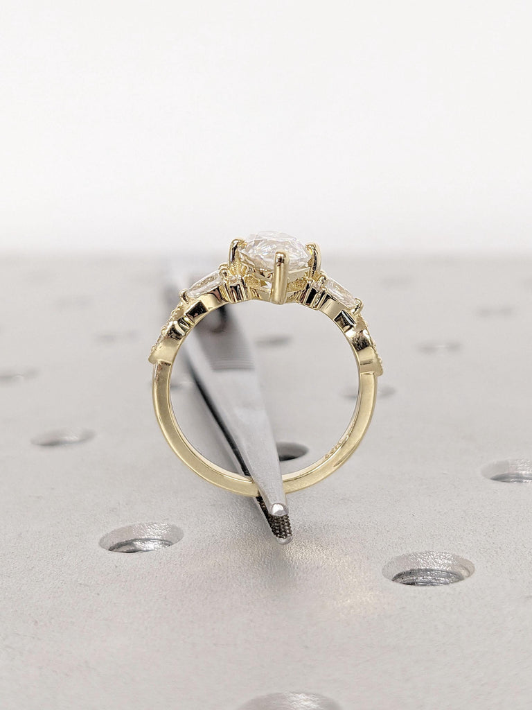 14k Yellow Gold Anniversary Rings for Women, Lab Grown Diamond Ring, Marquise Cut Diamond Ring, Pear and round Moissanite Ring, Gift for Her