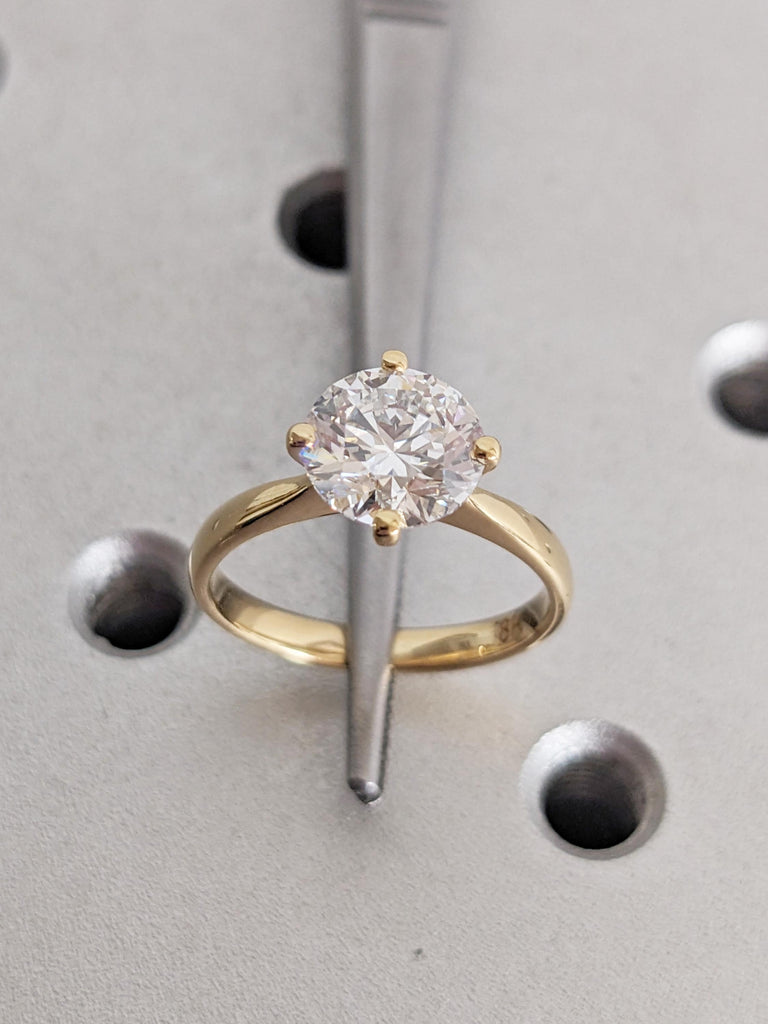 0.5-4ct Moissanite Engagement Ring, 18k Yellow Gold Round Moissanite Ring, Solitaire Promise Ring, Anniversary Ring, Birthday Gift for Women