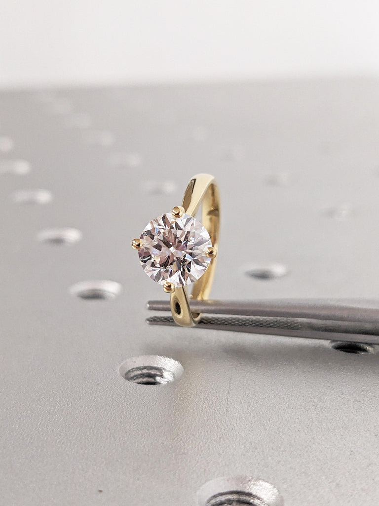 0.5-4ct Moissanite Engagement Ring, 18k Yellow Gold Round Moissanite Ring, Solitaire Promise Ring, Anniversary Ring, Birthday Gift for Women