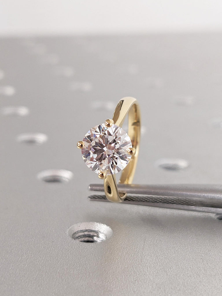 0.5-4ct Moissanite Engagement Ring, 18k Yellow Gold Round Moissanite Ring, Solitaire Promise Ring, Anniversary Ring, Birthday Gift for Women