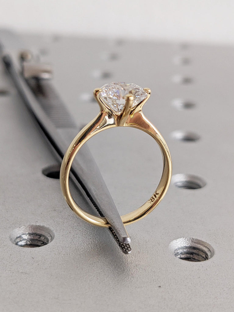 0.5-4ct Moissanite Engagement Ring, 18k Yellow Gold Round Moissanite Ring, Solitaire Promise Ring, Anniversary Ring, Birthday Gift for Women