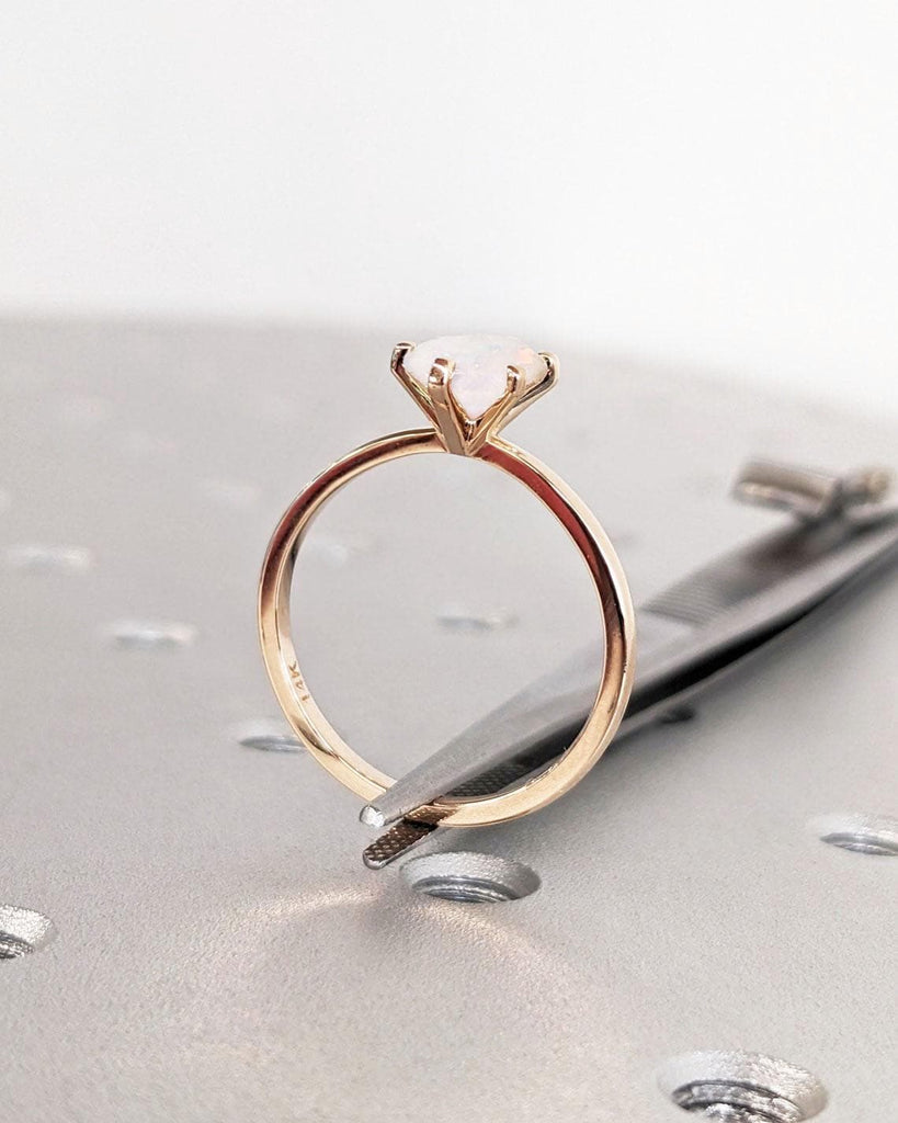 14k Gold Rings for Women | 1 Carat Opal Ring | Oval cut, Rose Gold Engagement Ring | Crystal Opal Ring | Bright Natural Opal | Opal Jewelry