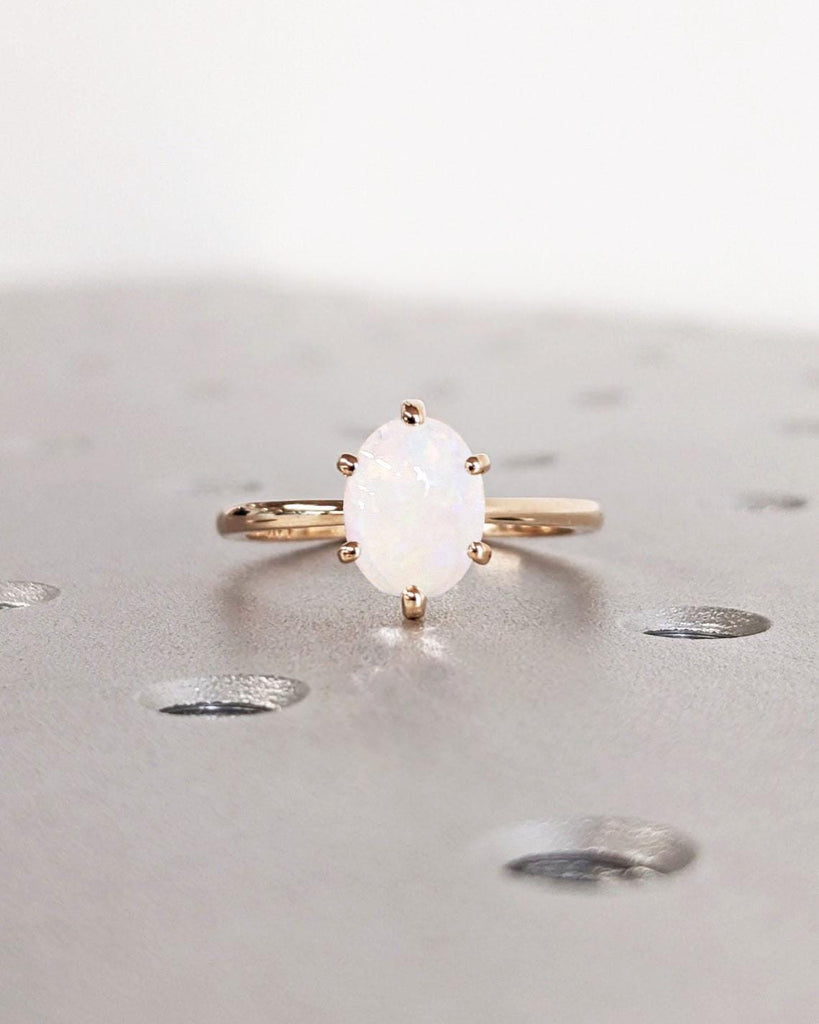 BESTSELLER 14K Gold Opal Engagement Ring | Rose Gold 1CT Opal Oval Ring | Minimalist Solitaire Ring | Graduation Gift Daughter