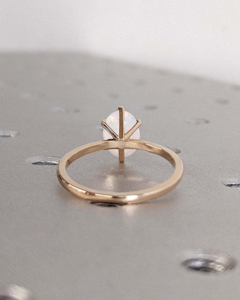 14k Gold Rings for Women | 1 Carat Opal Ring | Oval cut, Rose Gold Engagement Ring | Crystal Opal Ring | Bright Natural Opal | Opal Jewelry
