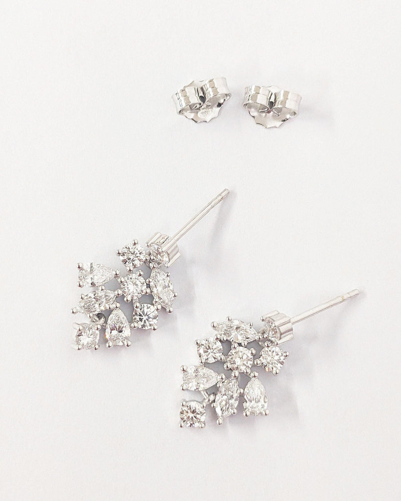 Statement Wedding Earrings • White Gold Moissanite Earrings • Marquise Leaves Shape Long Drop Earrings • Gala Dinner Earrings • Unique Gift