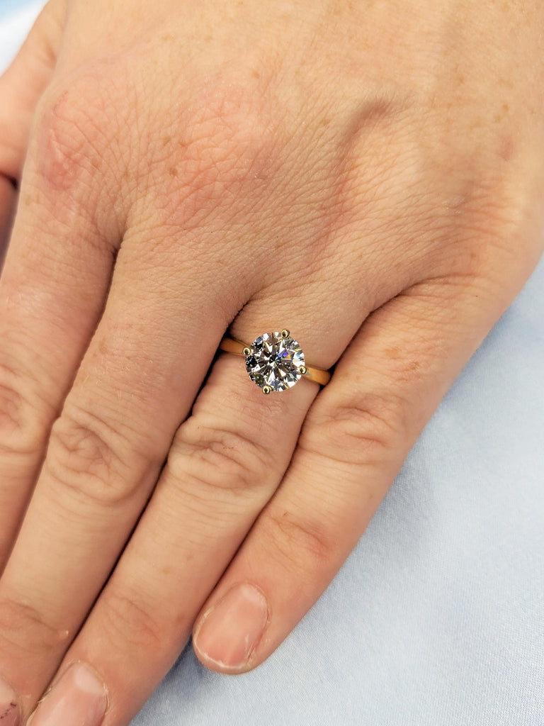 0.5-4ct Moissanite Engagement Ring, 18k Yellow Gold Round Moissanite Ring, Solitaire Promise Ring, Anniversary Ring, Birthday Gift for Women