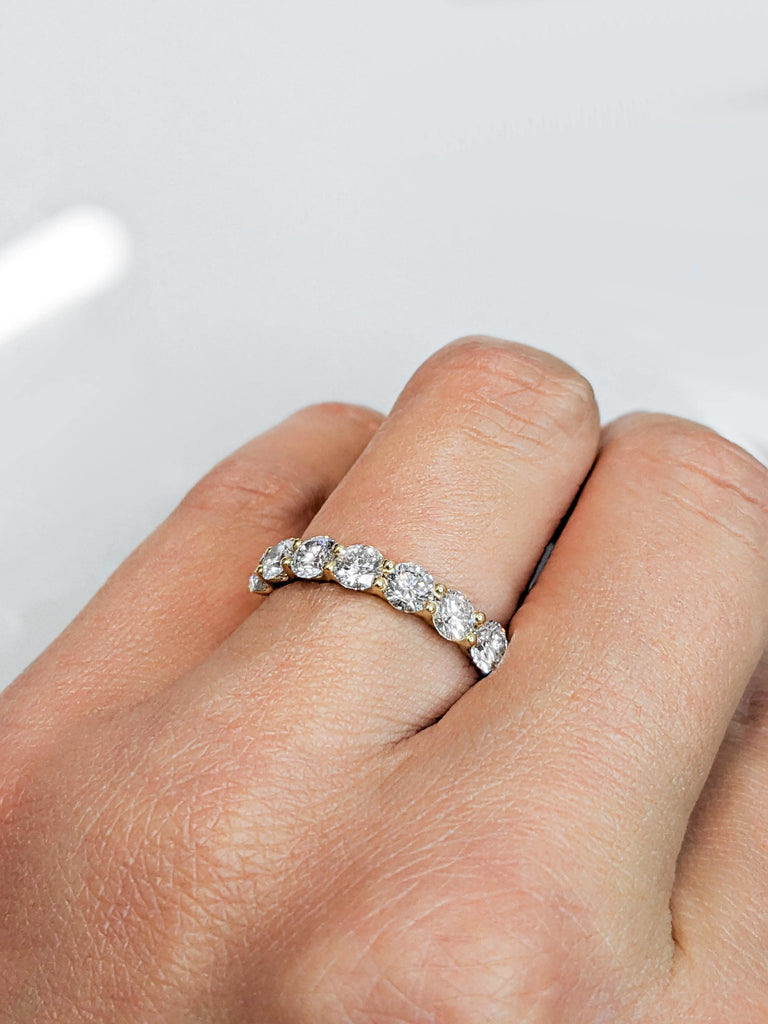 14k Yellow Gold 7 Stone Diamond Wedding Anniversary Ring for Wife | Gold Rings for Women | Certified Lab Created Diamond Ring