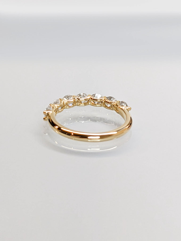 2.4mm 14K Gold 7 Stone Unique Stacking Ring | Seven Stone Proposal Band | 7 Stone Round Diamond, Lab Grown Diamond, Moissanite Wedding Band