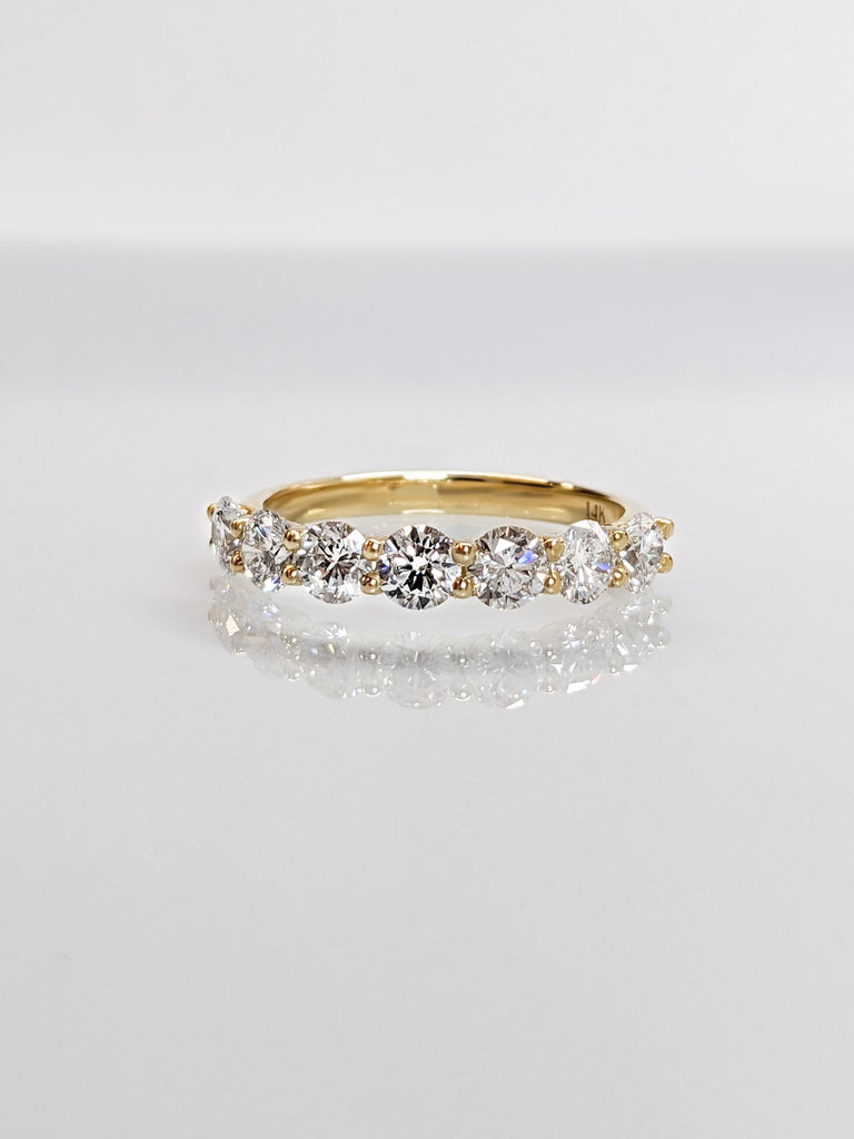 Best Man Made Diamond Ring | 14K Solid Real Yellow Gold 7 Stone Women Wedding Band Wedding Ring | Simulated Diamond Band | Promise Ring, Anniversary Band For Her, Wife