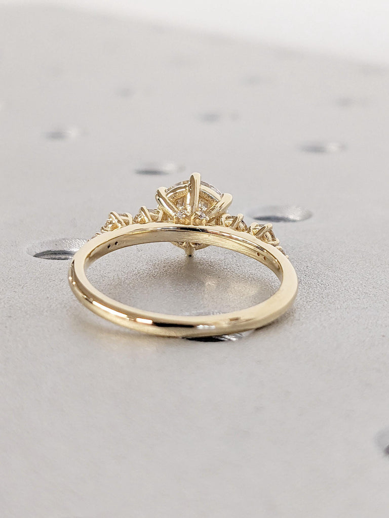 Round cut Simulated Diamond Art Deco Engagement Ring | Sparkling Lab Created Diamond Promise Ring for Her | Custom Woman Bridal Ring Jewelry image #9