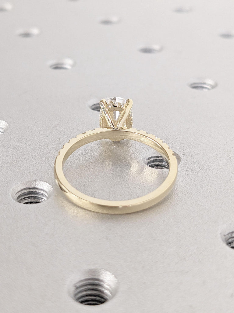 VVS Moissanite Half Eternity Band | Thin Gold Ring | 14k Gold Engagement Ring | Oval cut Ring | Oval Moissanite Promise Ring | Woman Bridal