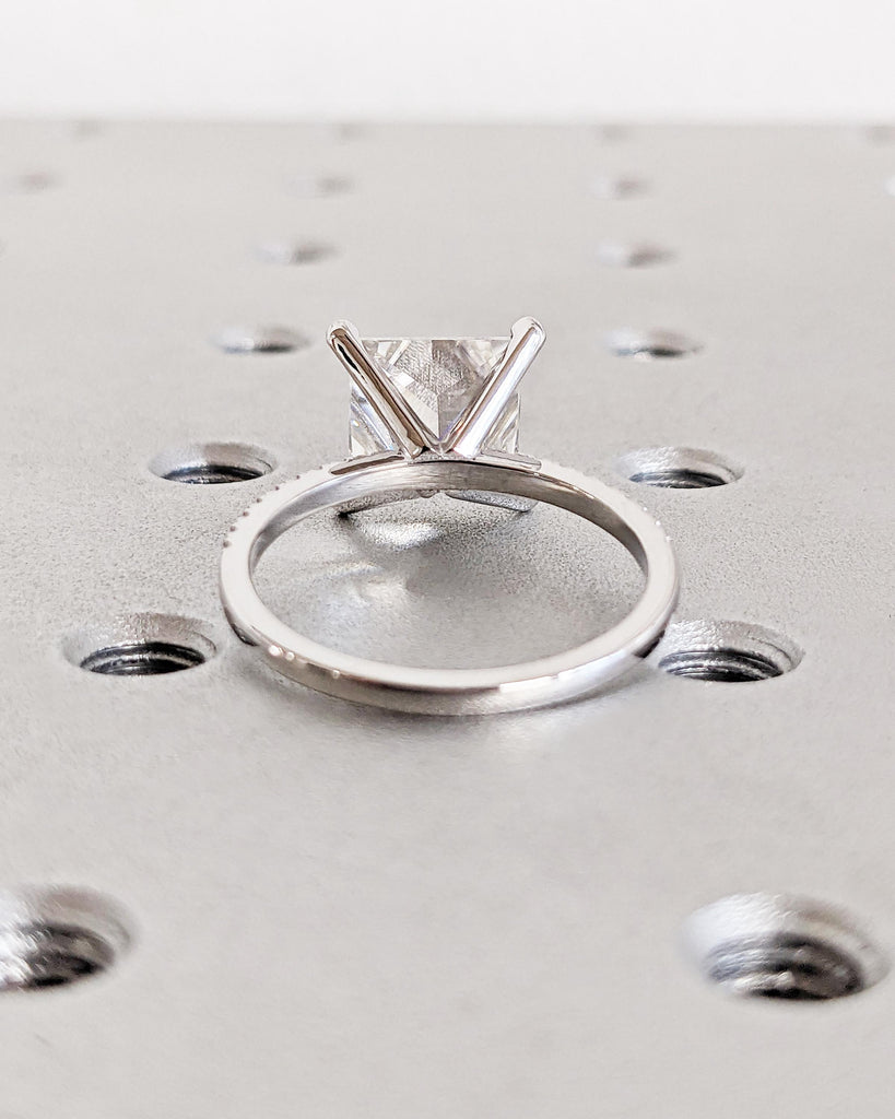 Unique Engagement Ring Princess Cut Moissanite Ring / Square Engagement Ring / Princess Cut Moissanite / 14K White Gold Promise Ring For Her