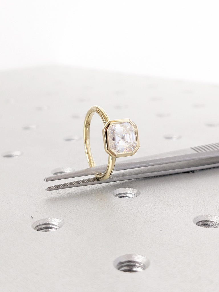0.5-2.25ct Lab Grown Diamond Ring, 14K Yellow Gold Bezel Set Wedding Ring, Solitaire Diamond Engagement Ring, Statement Ring, Wedding Gift