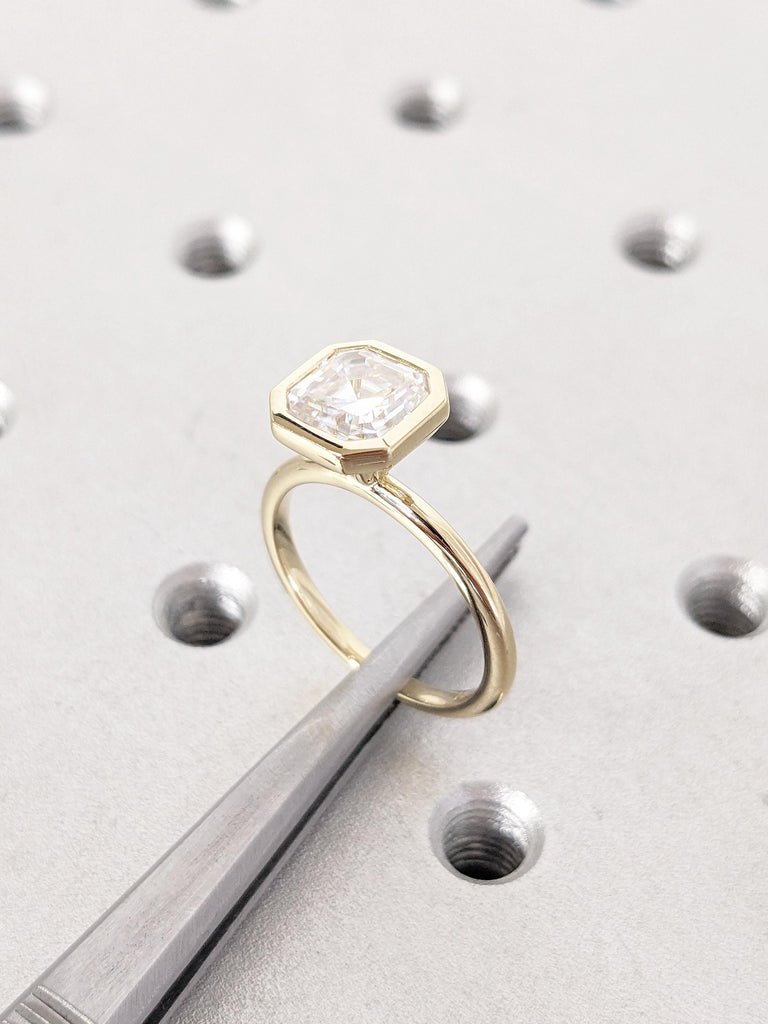 0.5-2.25ct Lab Grown Diamond Ring, 14K Yellow Gold Bezel Set Wedding Ring, Solitaire Diamond Engagement Ring, Statement Ring, Wedding Gift