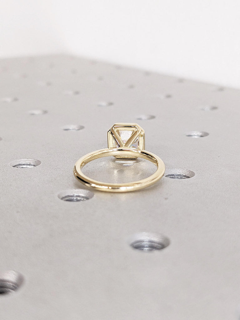 0.5-2.25ct Lab Grown Diamond Ring, 14K Yellow Gold Bezel Set Wedding Ring, Solitaire Diamond Engagement Ring, Statement Ring, Wedding Gift