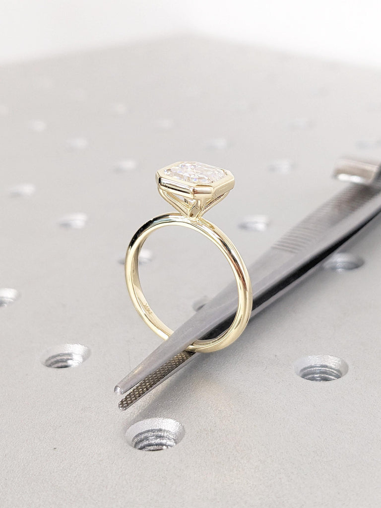 2ct Lab Grown Diamond Ring, Dainty 14k Yellow Gold Ring, Solitaire Promise Ring for Her, Asscher Cut Diamond Engagement Ring, Gift for Women