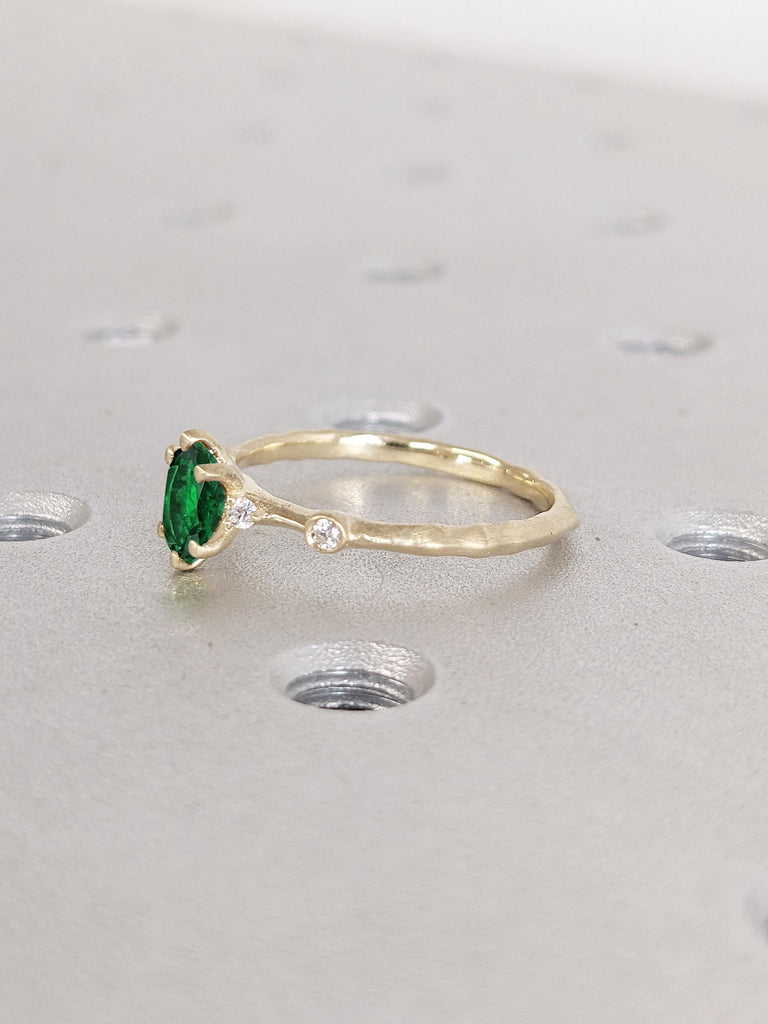 1ct, 2ct Emerald Ring | Handmade Oval Cut Ring | 14k Yellow Gold Ring | Beautiful Engagement Ring Wedding Ring | Promise Ring Gift For Women