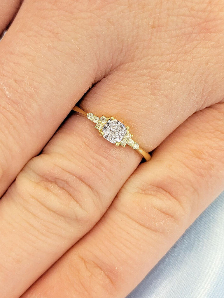 Dainty Moissanite Engagement Ring | Woman Bridal Ring | Promise Ring | Solid Gold Ring