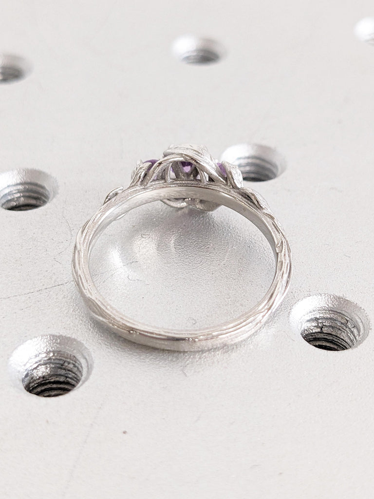 Lab Alexandrite Ring, Platinum Wedding Ring, Art Deco Leaf Ring, Art Deco Nature Inspired Alexandrite Ring, Unique Engagement Gift for Her