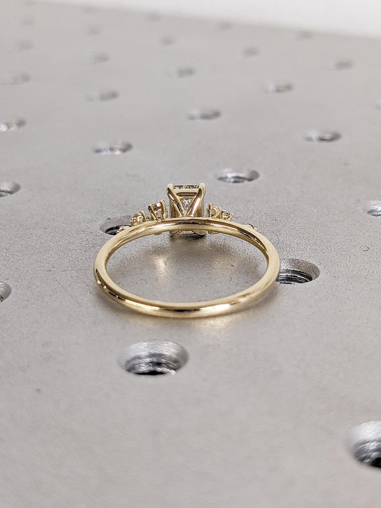 Lab Grown Diamond Engagement Ring | Unique 14K Yellow Gold Snowdrift Anniversary Ring | Art Deco Diamond Cluster Ring | Wedding Gift for Her