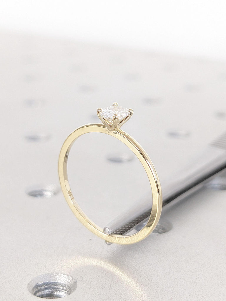 14k Yellow Gold Solitaire Engagement Ring for Her | Oval cut Moissanite Ring | Women Wedding Ring | Simple Promise Ring | Anniversary Gift