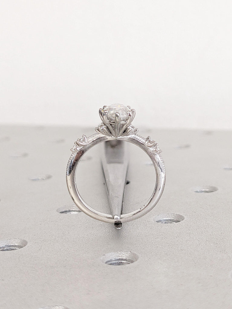 Art Deco Promise Ring for Her | Platinum Moissanite Ring | 1.5, 2, 2.5 Carat Moissanite Engagement Ring | Marquise cut Ring | Vintage Rings
