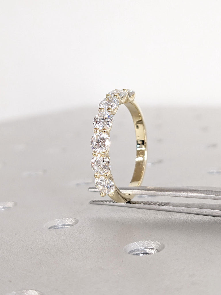Lucky Seven Ring | Multi Stone Lab Created Diamond Women Wedding Ring | 14k Yellow Gold Diamond Rings for Her