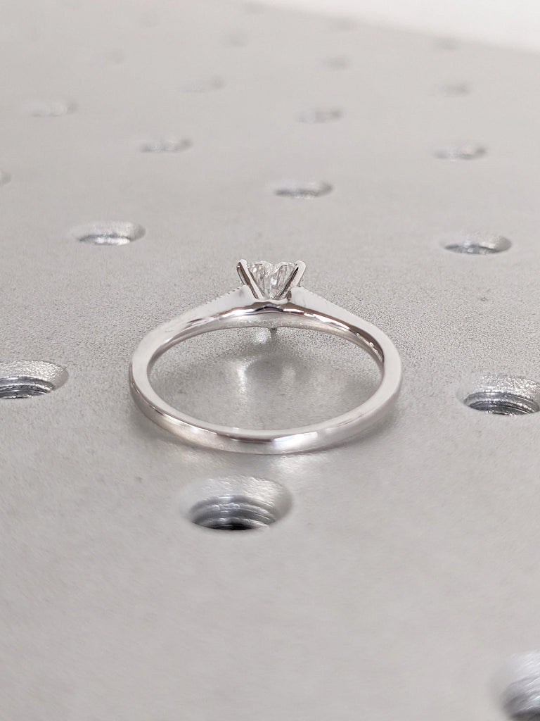 Heart Moissanite Engagement Ring, Dainty 14K White Gold Wedding Rings for Women, Milgrain Promise Ring, Moissanite Heart Ring, Gift for Wife