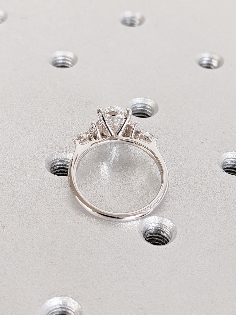 Oval cut Engagement Ring, 1,2,3, 4CT White Moissanite | 14k White Gold Engagement Ring | Art Deco Promise Anniversary Ring Gift for Wife