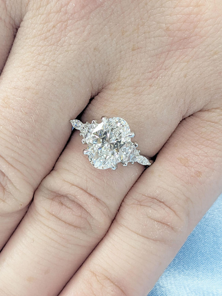 2ct Moissanite Engagement Ring | Oval Engagement Ring | Solid Gold Ring, Platinum Ring