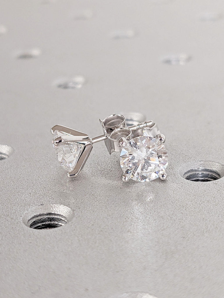 Lab Grown Diamond Solitaire Earrings | 14k Gold Earrings | Wedding Earrings