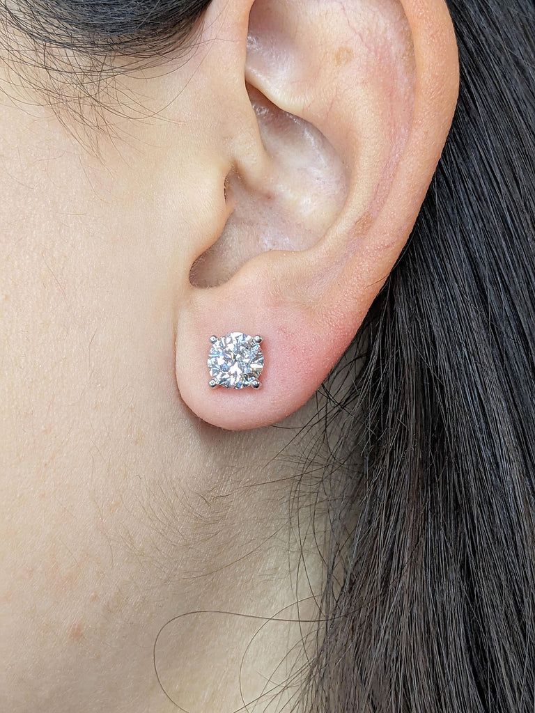 1.25 CT Certified Man Made Diamonds | Bridal Stud Earrings | Woman Earrings | Round Diamond Earrings for Her | 14k White Gold Stud Earrings