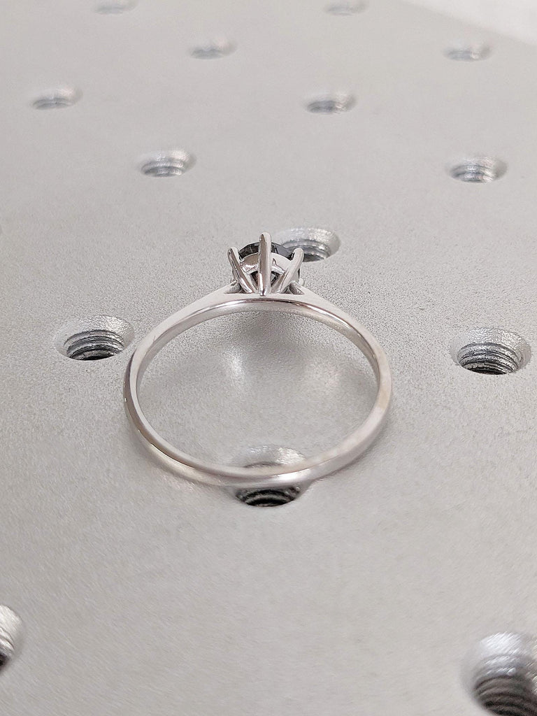 Round Solitaire Ring | Grey Diamond Engagement Ring | Solid Gold Ring | Cathedral Ring | Simple Promise Ring | 1ct, 1.5ct Engagement Ring