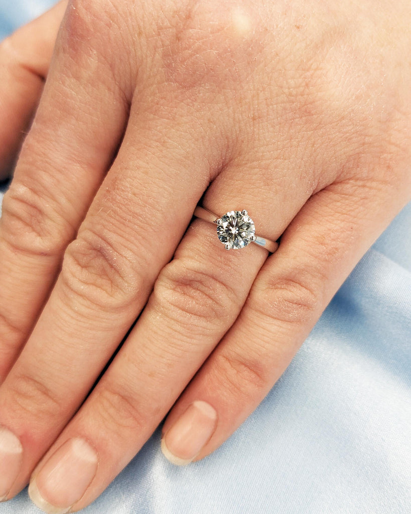 Round Lab Grown Diamond Engagement Ring, 18k White Gold Solitaire Ring, Diamond Wedding Ring, Anniversary Rings for Women, Minimalist Ring