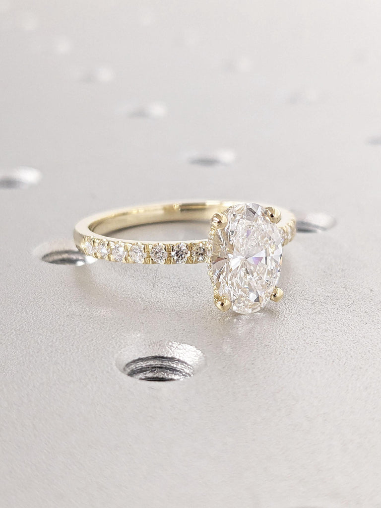 VVS Moissanite Half Eternity Band | Thin Gold Ring | 14k Gold Engagement Ring | Oval cut Ring | Oval Moissanite Promise Ring | Woman Bridal