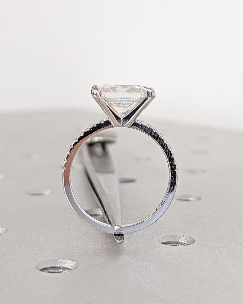 Unique Engagement Ring Princess Cut Moissanite Ring / Square Engagement Ring / Princess Cut Moissanite / 14K White Gold Promise Ring For Her
