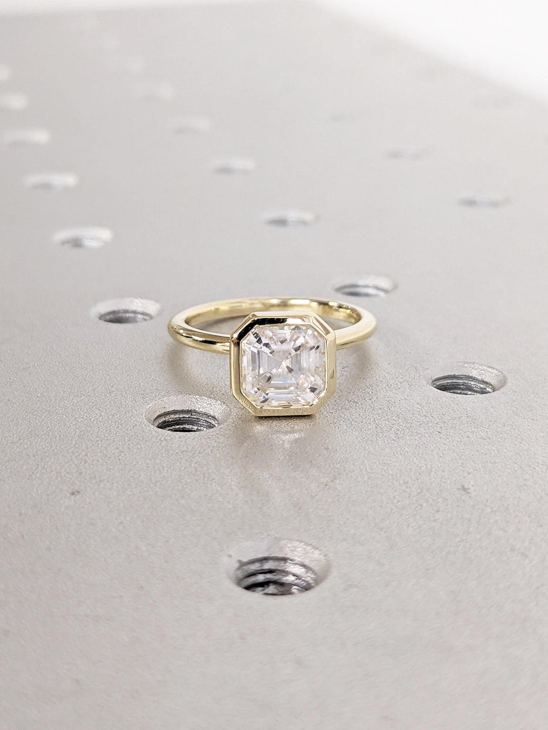 0.5-2.25ct Lab Grown Diamond Ring, 14K Yellow Gold Bezel Set Wedding Ring, Solitaire Diamond Engagement Ring, Statement Ring, Wedding Gift