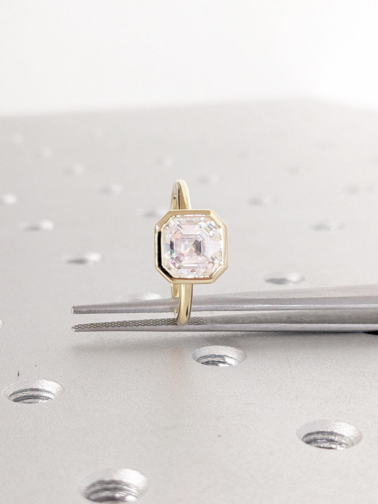 0.5-2.25ct Lab Grown Diamond Ring, 14K Yellow Gold Bezel Set Wedding Ring, Solitaire Diamond Engagement Ring, Statement Ring, Wedding Gift