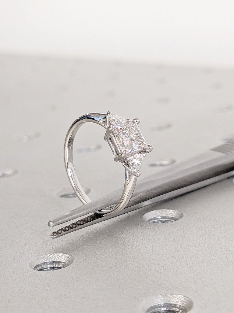 0.5 Carat Moissanite Ring | Princess cut Engagement Ring for Her | 14k Gold Rings for Women | Moissanite and Lab Diamond Ring