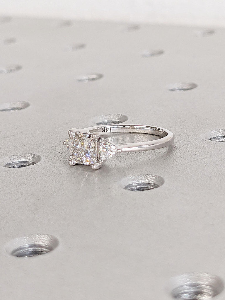 Square and Triangle Moissanite Engagement Ring | Promise Anniversary Ring Gift for Wife