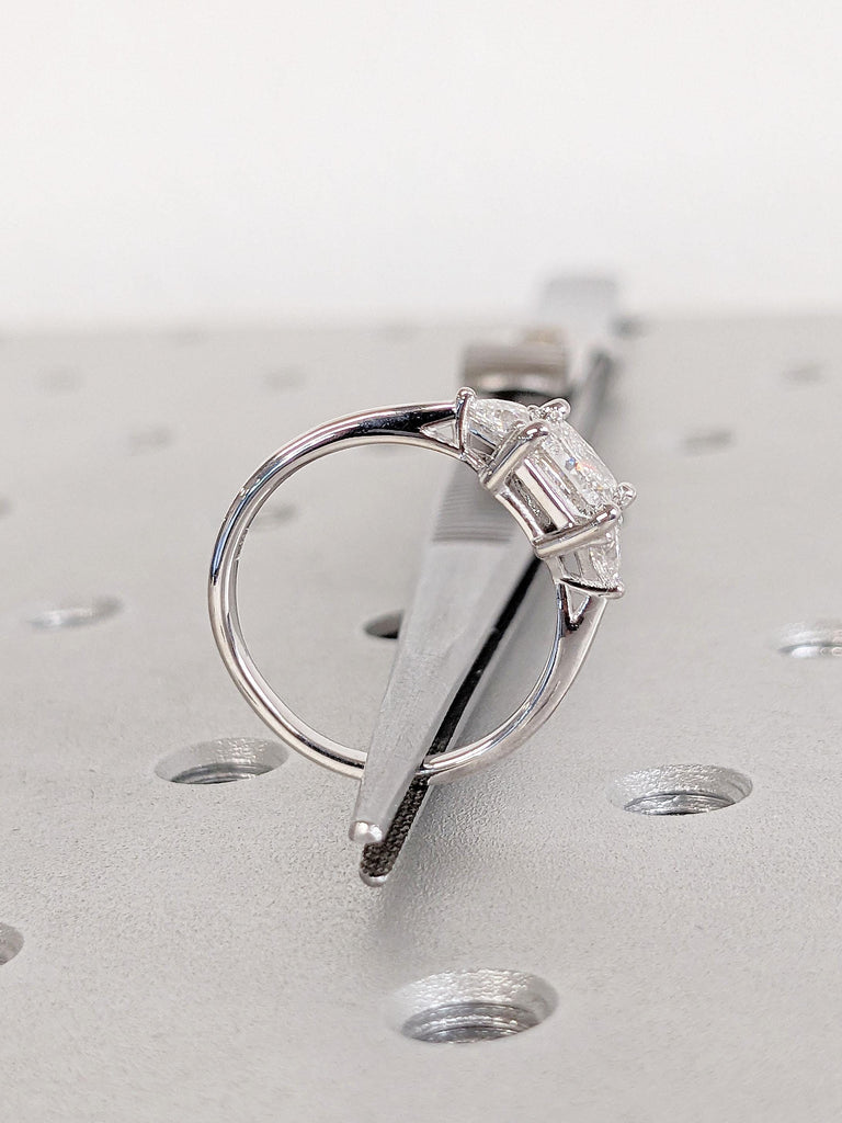 Princess Cut Moissanite Thin Engagement Ring | 14k Solid White Gold Square Moissanite Ring | Unique Triangle Moissanite Ring | Promise Ring